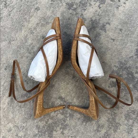 NIB Schutz Bari Ankle Strap Sandal Heels Brown Tan Sz 11 - Picture 10 of 13